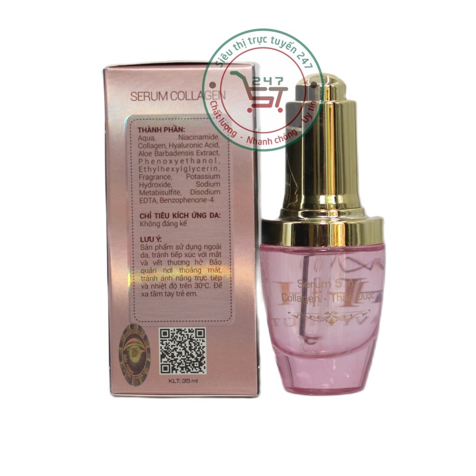 Serum dưỡng Trắng da mặt Săn da Ngừa nhăn da Lão hóa collagen thảo dược HHH 5in1 35ml (đen)