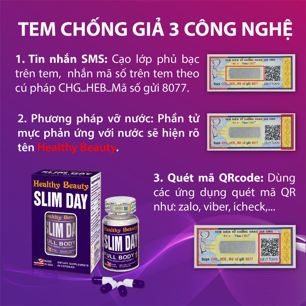 Ảnh Viên Uống Giảm Cân An Toàn Ban Ngày HB SLIMDAY 60 Viên 4