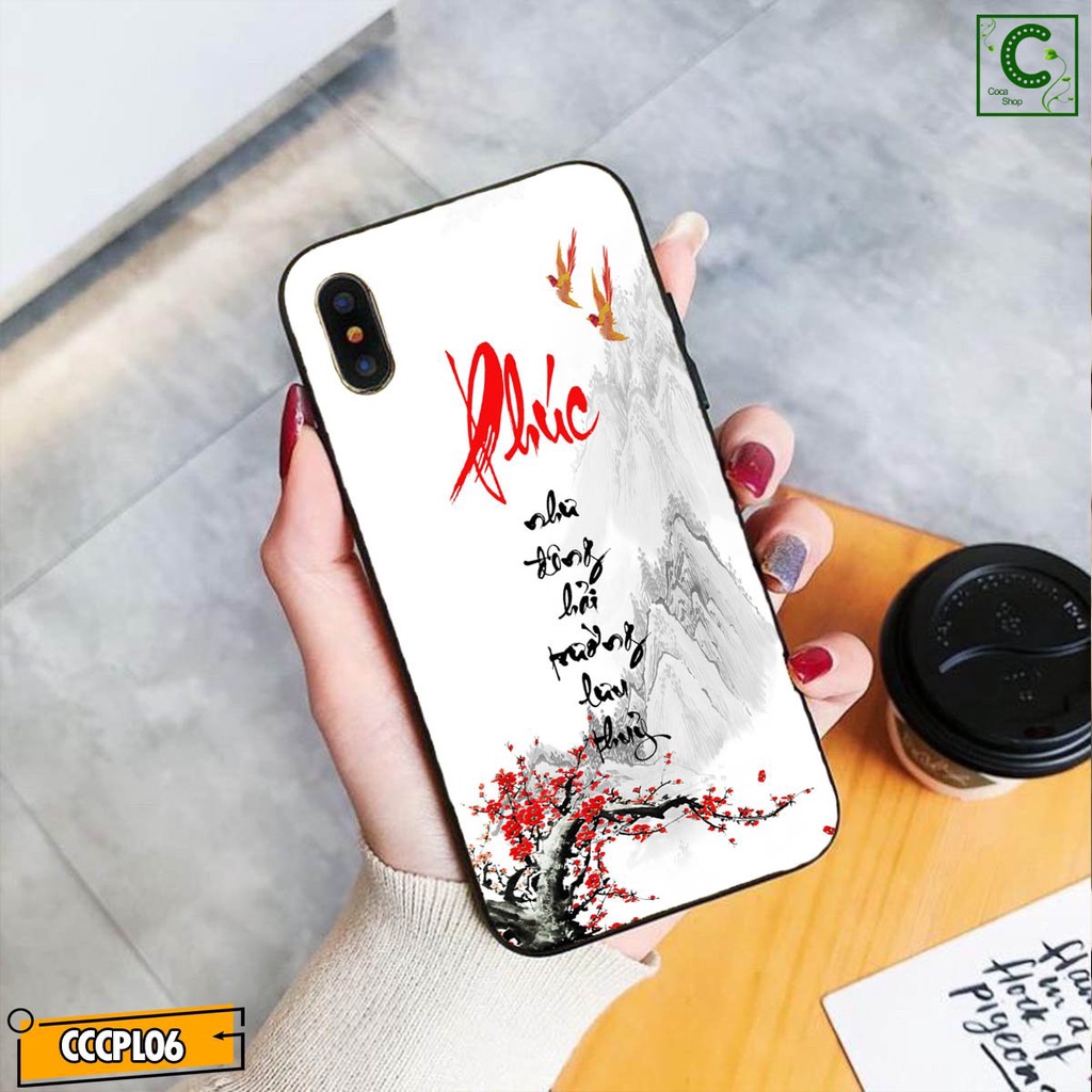 Ốp lưng iphone mặt kính in hình cực đẹp siêu bền - Chữ Phúc hoa đỏ - 6/6plus/6s/6splus/7/7plus/8/8plus/x/.....