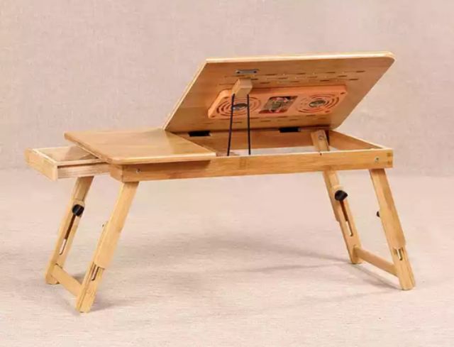BÀN LAPTOP THÔNG MINH  Bằng TRE   Có Quạt Tiện Lợi