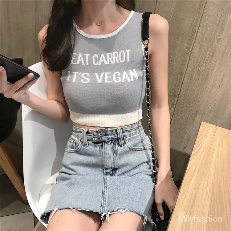 Áo tank Top Sát Nách In Chữ Thời Trang Mùa Hè