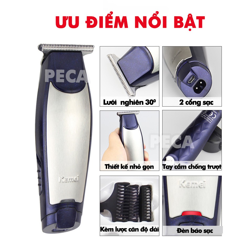 Ảnh Tông đơ chấn viền Kemei KM-5021 nhỏ gọn tiện lợi có thể khắc tóc, cạo đầu, tattoo tóc - Hàng chính hãng 1