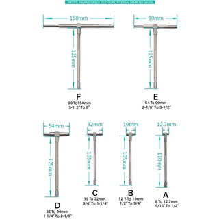 Bộ 6 Đồng Hồ Đo Lỗ Bên Trong 8-150mm (5 / 16 "- 6")