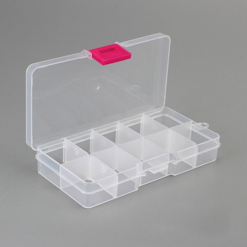 Clear Plastic Storage Box 10 Compartment with Sealing Lid Container for Case