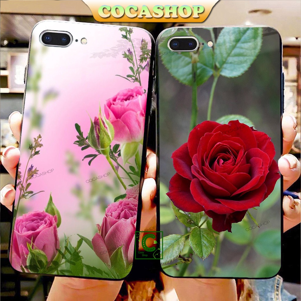 Ốp iPhone Mặt Kính Nano Dẻo - Tình Yêu Hoa Hồng