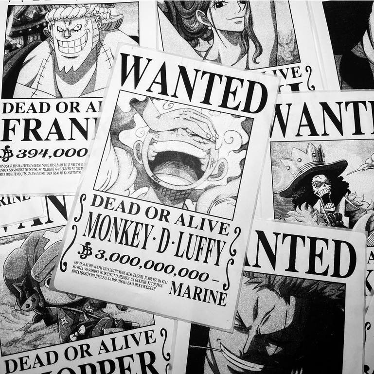 Set 50/100 Miếng Hình Truy Nã One Piece Wanted Có Sẵn Keo Anime Onepiece Giấy Ảnh Dán Tường Decor