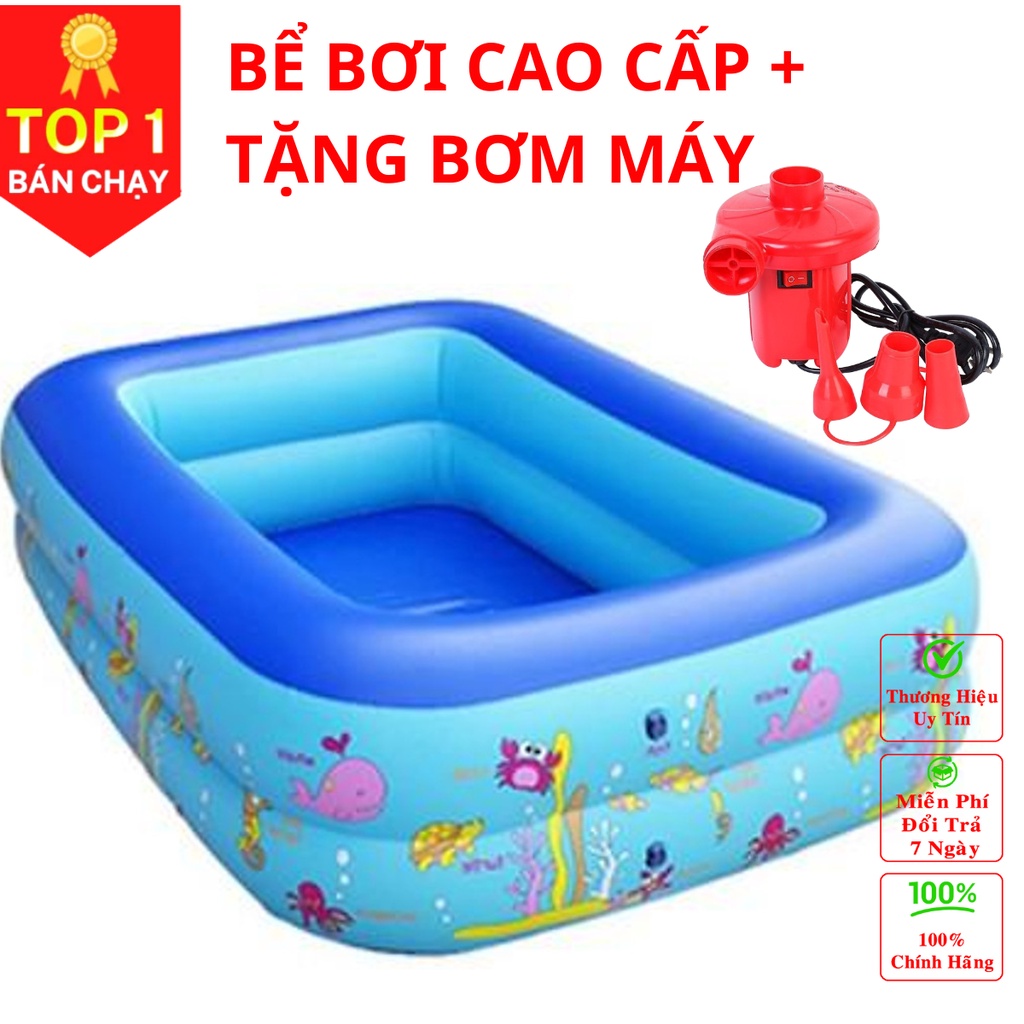 Ảnh Bể bơi cho bé cao cấp hình chữ nhật đủ kích cỡ 2-3 tầng đáy 2 lớp chống trượt bền đẹp Amalife 4