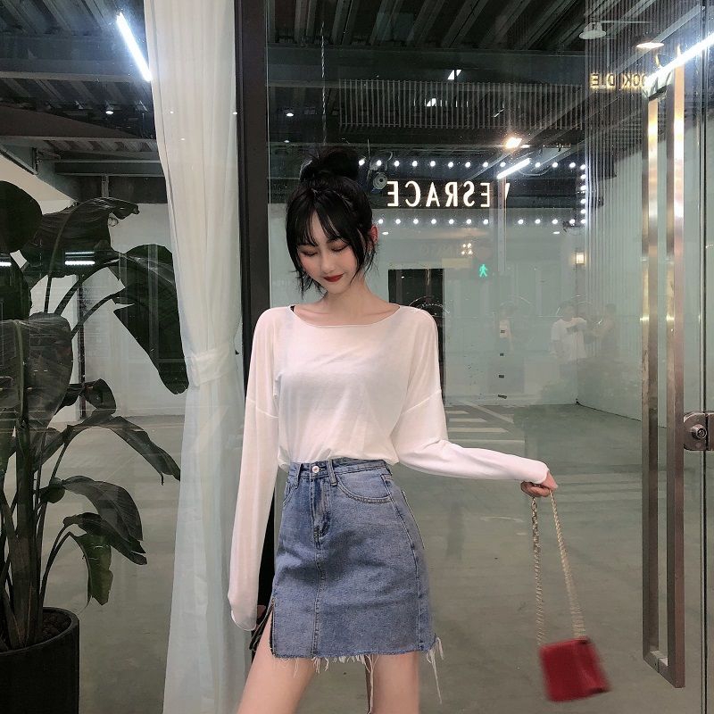 Ảnh Chân váy jean Màu Đen Lưng Cao Dáng Ôm Thời Trang Mùa Hè Phong Cách Hàn Quốc 3