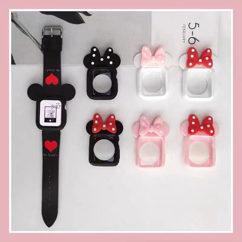 Hoạt Hình Ốp Bảo Vệ Bằng Silicon Mềm Hình minnie Cho Apple Watch Se 7 6 5 4 3 2 1 41mm 45mm 44mm 40mm 38mm 42mm