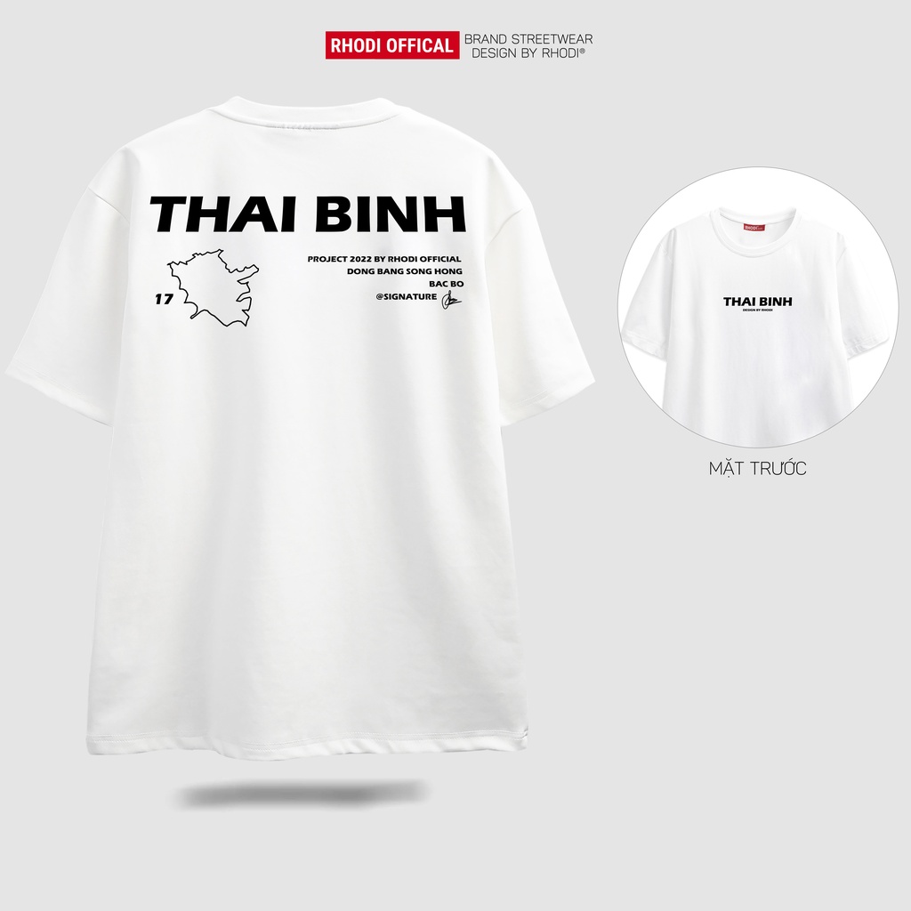 Áo thun local brand RHODI phông cổ tròn tay lỡ unisex nam nữ Text Thái Bình