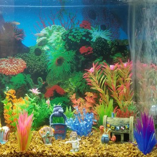 Bộ 10 Cây Cỏ Nhựa Nhân Tạo Trang Trí Bể Cá 10cm