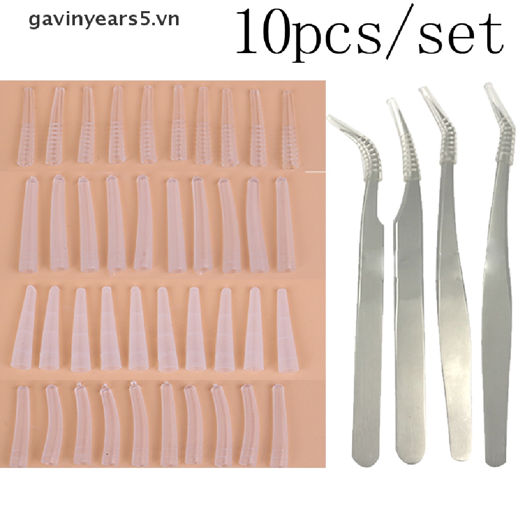 [Hàng mới về] Set 10 nắp bọc đầu nhíp nối lông mi bảo vệ bằng silicone dẻo tiện lợi
