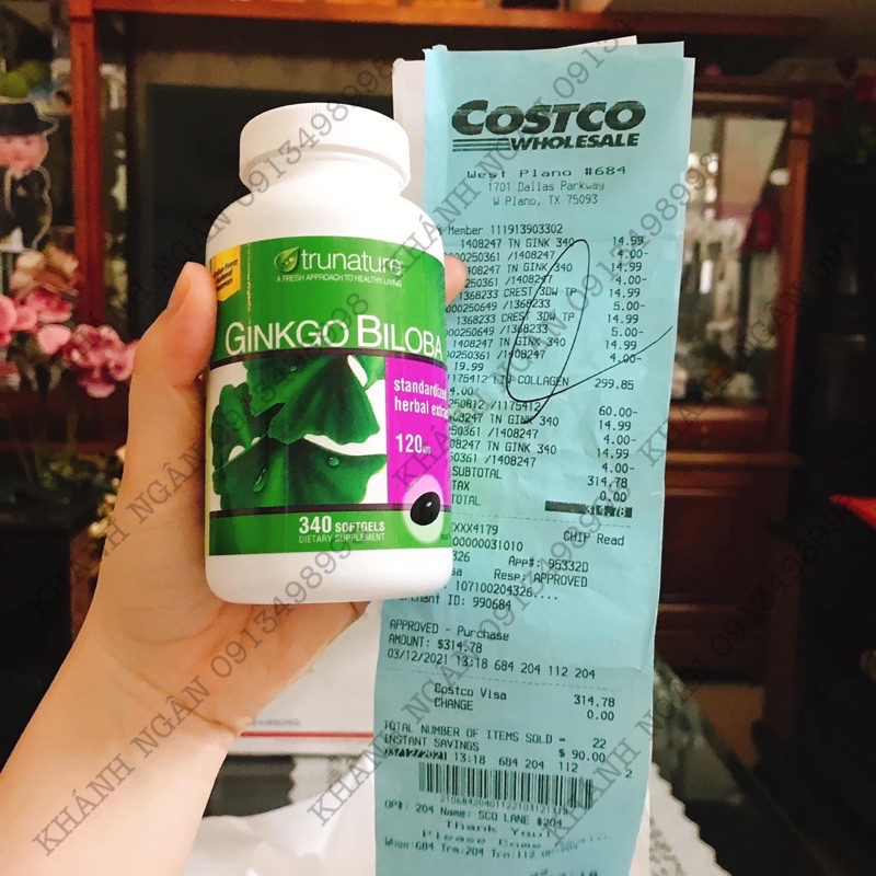 BỔ NÃO GINKGO BILOBA MỸ hàng Costco kèm bill Shopee Việt Nam
