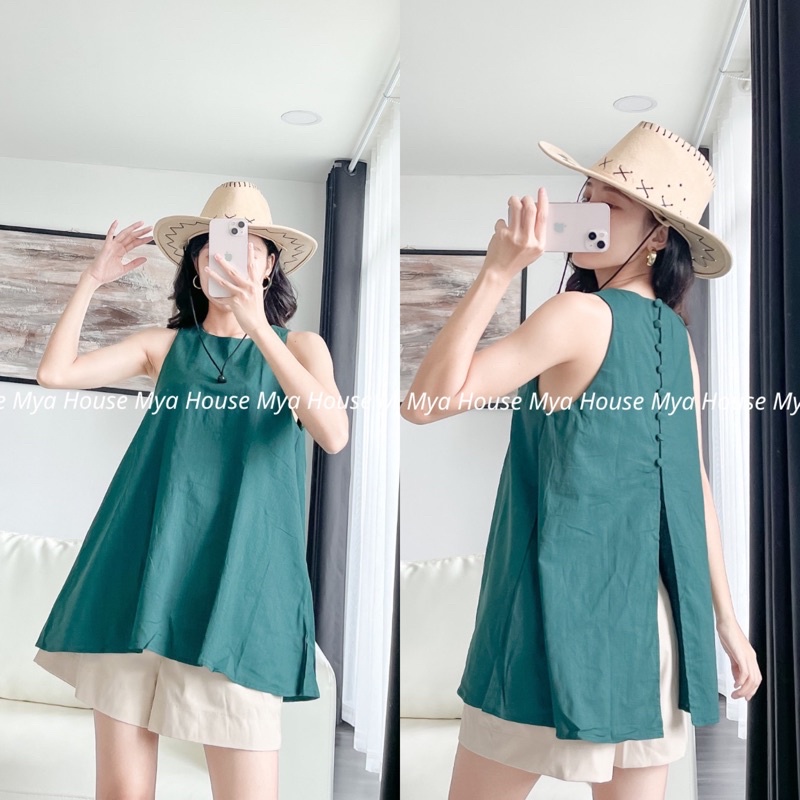 Áo Yếm JIJI TOP MYA HOUSE thiết kế form A chi tiết nút bọc chất linen