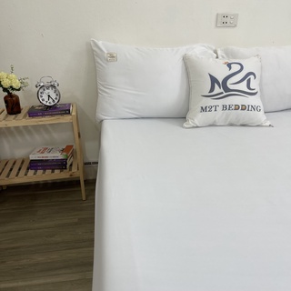 Set ga gối Cotton Tici M2T bedding màu trắng drap ga giường chuyên dùng cho khách sạn, homestay, nhà nghỉ