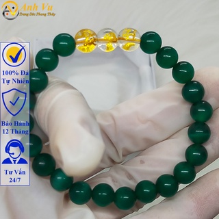 Vòng tam hợp thân tý thìn chất liệu mắt mèo xanh lục -  cho nữ mệnh hỏa, mộc - may mắn tài lộc