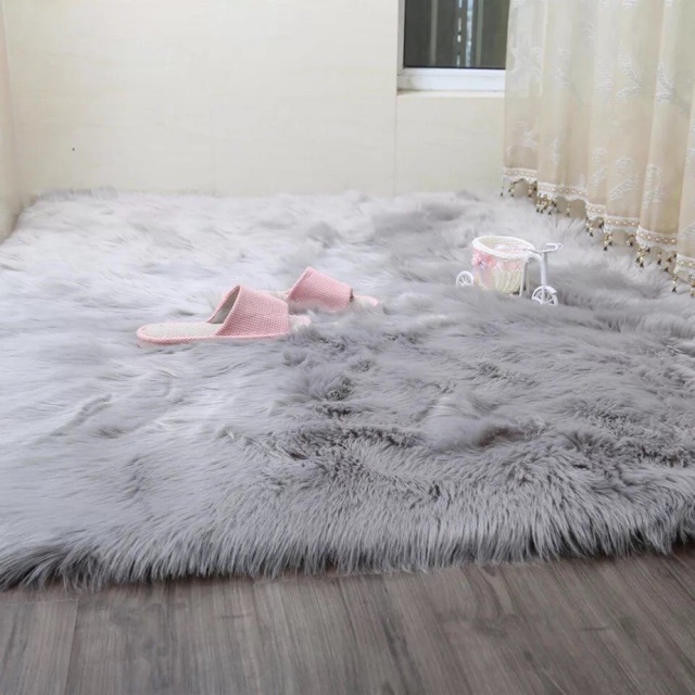 Vải Lông Nhân Tạo Màu Xám Và Trắng Lông Dài - Vải Lông DeCor Chụp Hình