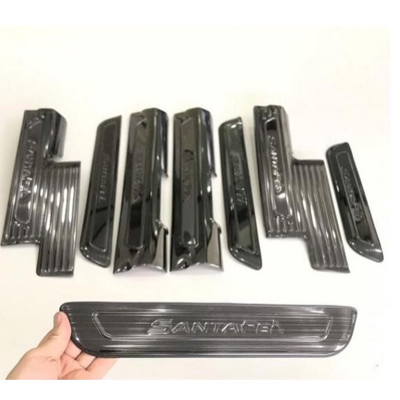 Ốp bậc cửa xe Hyundai Santafe 2018 - 2020, 2021- 2023, Chất liệu Titan chuẩn nhất thị trường