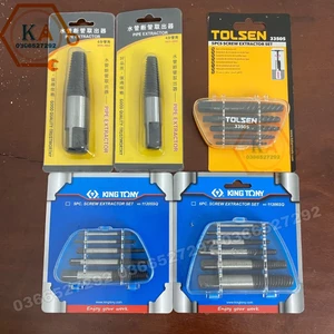 Bộ mũi vít nhổ ốc gãy, bộ tháo bu lông ốc vít trờn ren kingtoni, tolsen, mũi vặn ốc vít hư, tháo vít gãy toét
