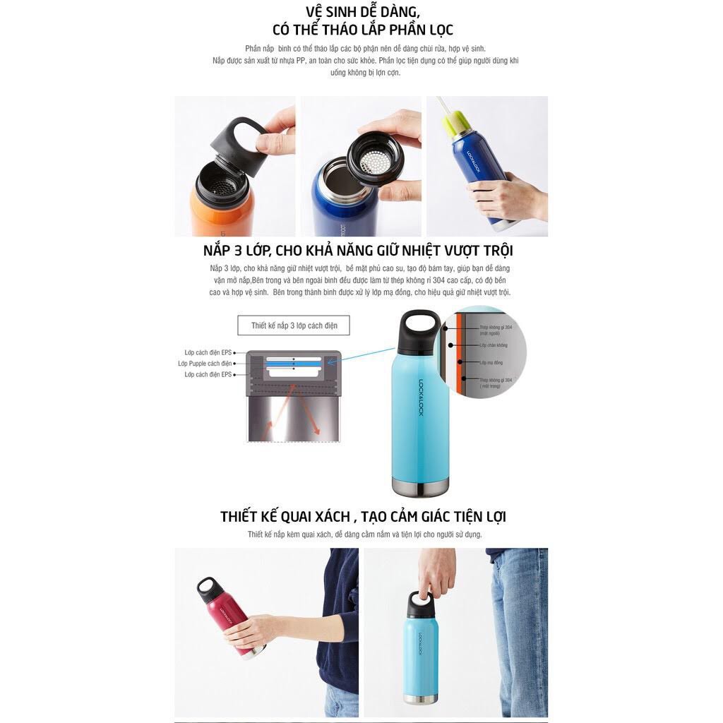 Bình giữ nhiệt LocknLock Loop Tumbler có lưới lọc trà LHC4153 (530ml) LHC4154 (620ml) - K-MALL