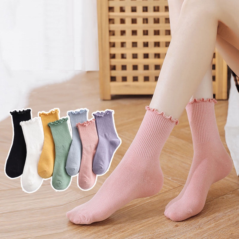 Tất cổ cao vớ bèo nhún thời trang HANASO phong cách Lolita Hottrend 2022 chất cotton Hàn siêu mềm T104