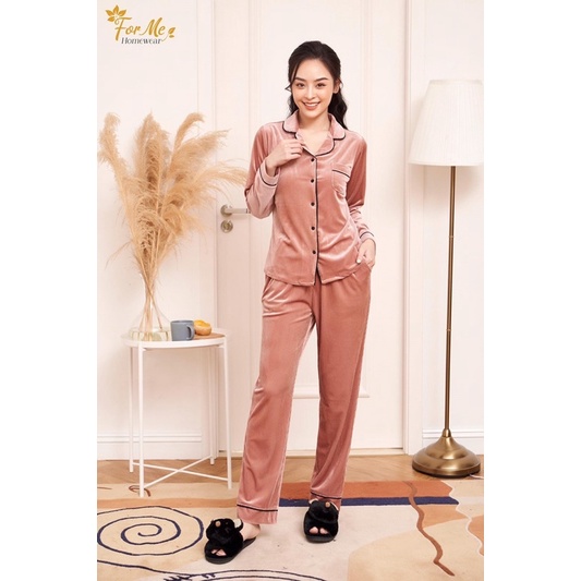 Bộ đồ ngủ,mặc nhà pijama Nhung Tăm cao cấp ấm áp mềm mịn và bền màu hãng ForMe