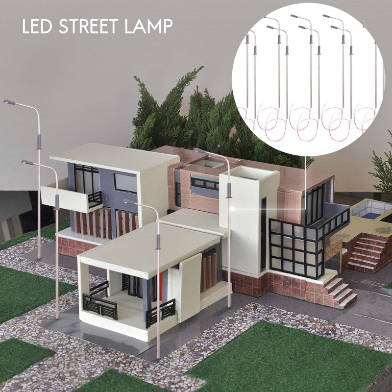 10 Chiếc Mẫu Đèn LED Đường Phố Chiếu Sáng Một Đầu Xe Lửa Bố Trí Phong Cảnh 1: 100