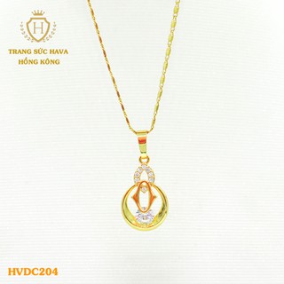 Dây Chuyền, Vòng Cổ Nữ Mặt Đính Đá Xi Mạ Vàng Non Cao Cấp - Trang Sức Hava Hong Kong - HVDC204