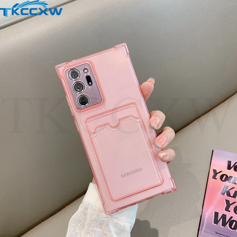Ốp Điện Thoại Dẻo Trong Suốt Có Túi Khí Chống Sốc Kèm Ngăn Đựng Thẻ Cho Samsung S10e S10 Plus Note 20 Ultra 10+ 10P
