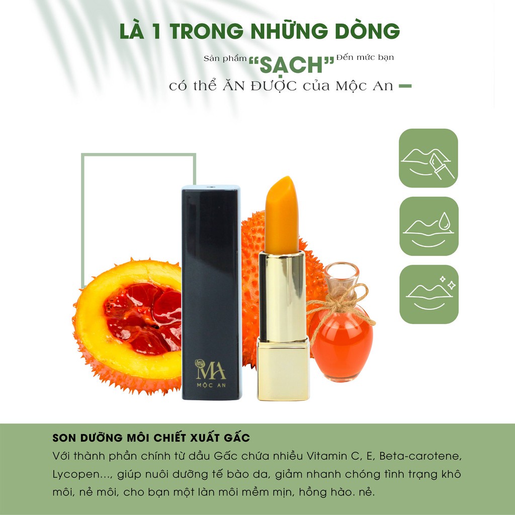 Mô tả Son Dưỡng Môi Quả Mọng Mộc An - Son Dưỡng Gấc Không Chì, Dưỡng Ẩm và Hồng Môi 5g - 5