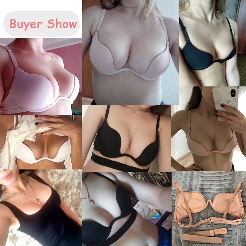 Áo ngực cắt thấp chữ V sâu gợi cảm dành cho nữ / Áo ngực xỏ ngón vô hình dành cho nữ / Mềm mại thoải mái Không dây Brassiere / Váy cưới liền mạch dành cho nữ