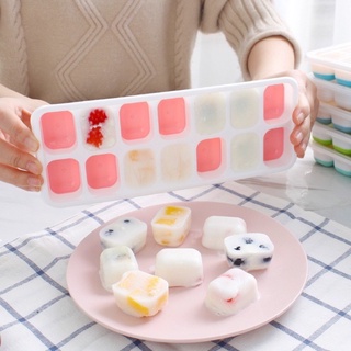 Khay Làm Đá Viên Tủ Lạnh Bằng Silicon Có Nắp Đậy Tiện Lợi Cam Homeware