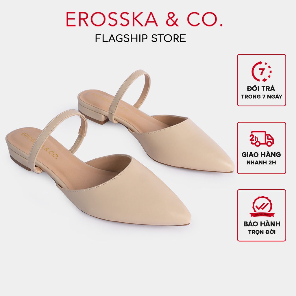 [Mã FA10K28 giảm đến 10k đơn 99k] Erosska - Giày nữ đế xẹp mũi nhọn thời trang màu kem - EL019