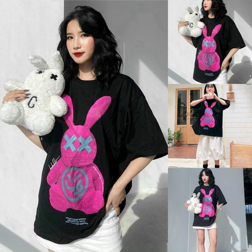 Áo thun tay lỡ local brand Cubi.store - Áo thun Pink Rabbit Unisex nam ...