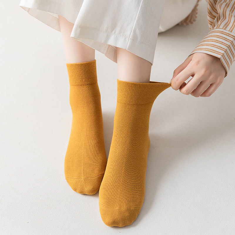 Tất cổ cao nữ nam trơn chất vải mềm dày vớ nữ nam cổ cao Unisex phong cách Hàn Quốc - Cherry Shop