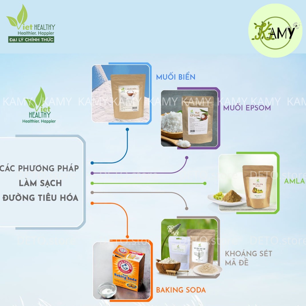 Muối biển tinh khiết 500g Viet Healthy, nguyên chất, giàu khoáng chất tự nhiên, không tẩy trắng
