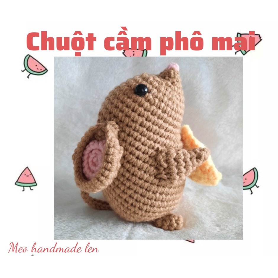 Chuột cầm phô mai - Handmade len - Amigurumi - Crochet (có chuông)