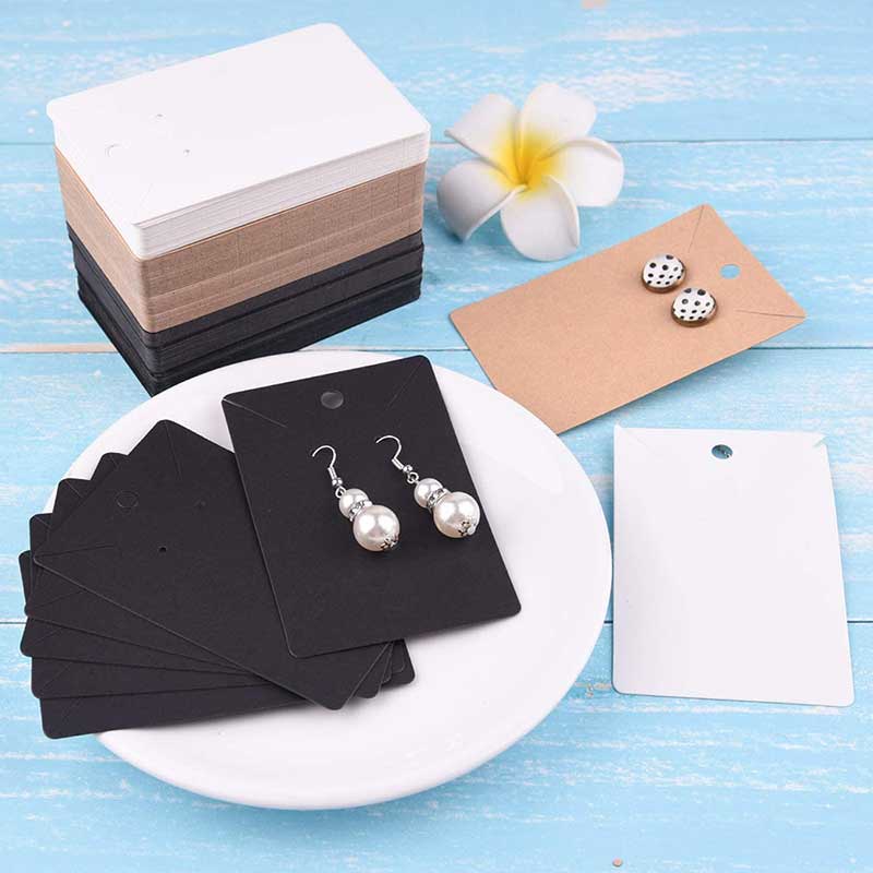 Bộ 50 Thẻ Vuông Rỗng Bằng Giấy Kraft Dùng Trưng Bày Trang Sức Vòng Cổ / Bảng Treo Trang Sức Kiểu Retro