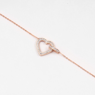 Dây chuyền nữ LAMY Heart Lock Stone Rose Gold 6021