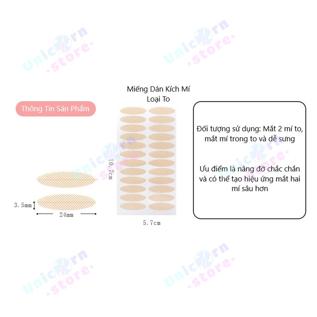 Combo 10 Miếng Dán Kích Mí Vô Hình Dạng Lưới Theo Tờ ( 48 miếng ) Tặng Kèm Cây Kích Mí