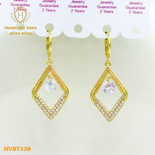 Bông Tai, Khuyên Hoa Tai Nữ Dáng Dài, Titan Xi Mạ Vàng Non Cao Cấp - Trang Sức Hava Hong Kong