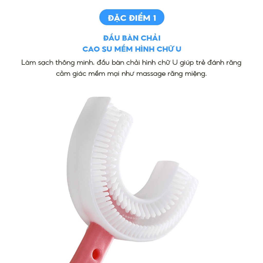 Mô tả Bàn chải đánh răng chữ U thương hiệu Midkid cho bé từ 1 tuổi, chải xoay 180 độ, massage răng, chất liệu mềm mại, an toàn - 1