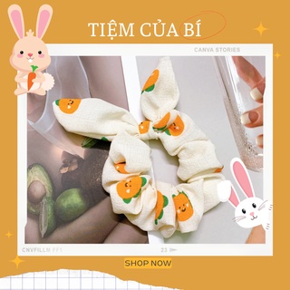 [Handmade] Scrunchies dây buộc tóc mẫu tai thỏ họa tiết động vật nhiều màu xinh xắn