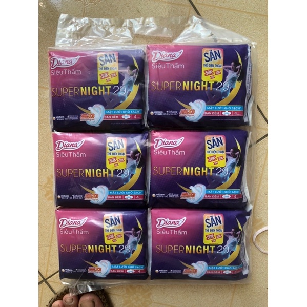 Combo 6 gói  Diana Super Night Ban đêm 29cm