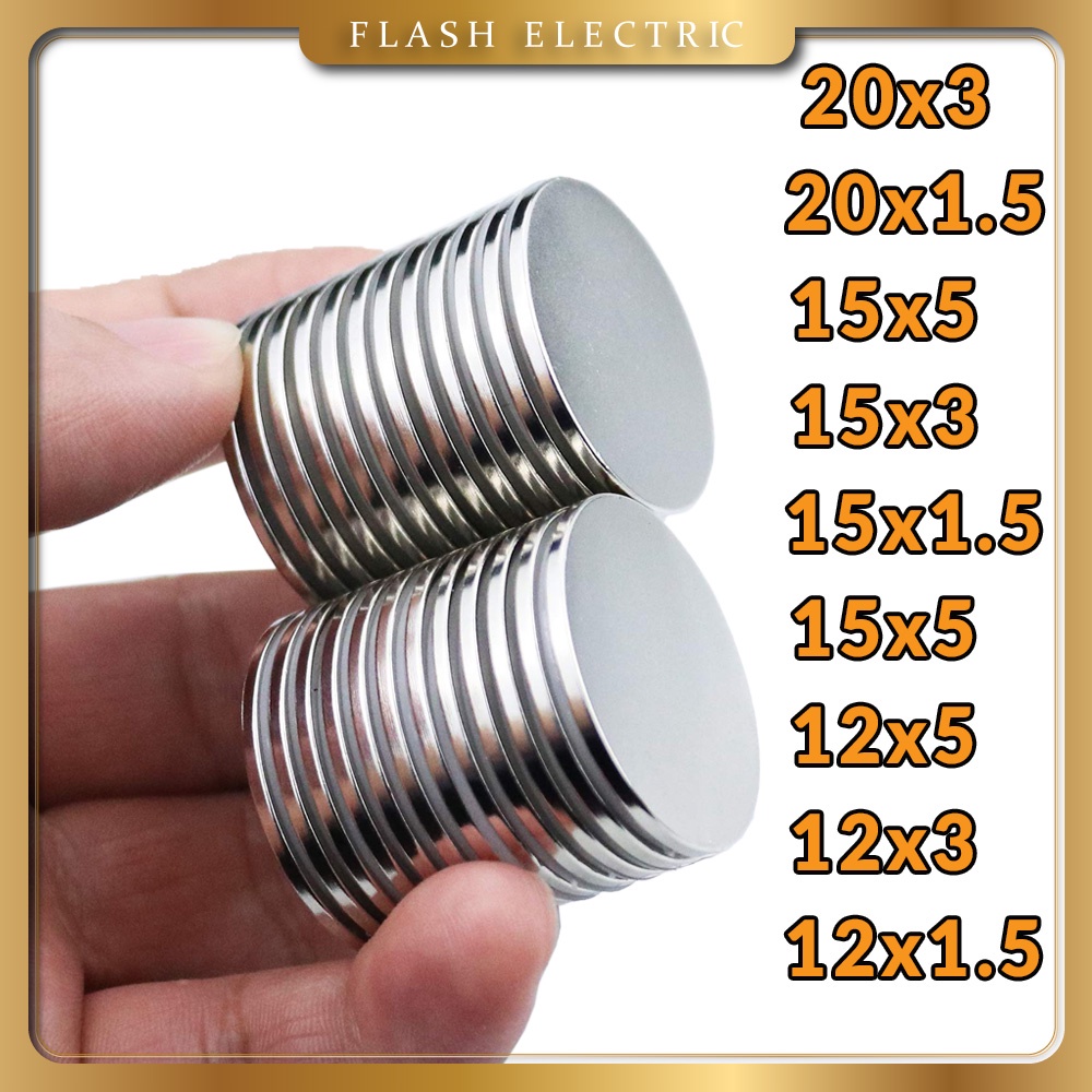 Nam Châm 20×3, 15×3, 12×3…Nam châm tròn vĩnh cửu lực hút mạnh N35 (có sai số)