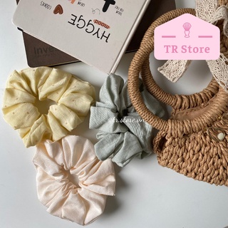 Scrunchies cotton họa tiết loại phồng to lớn cột tóc XL