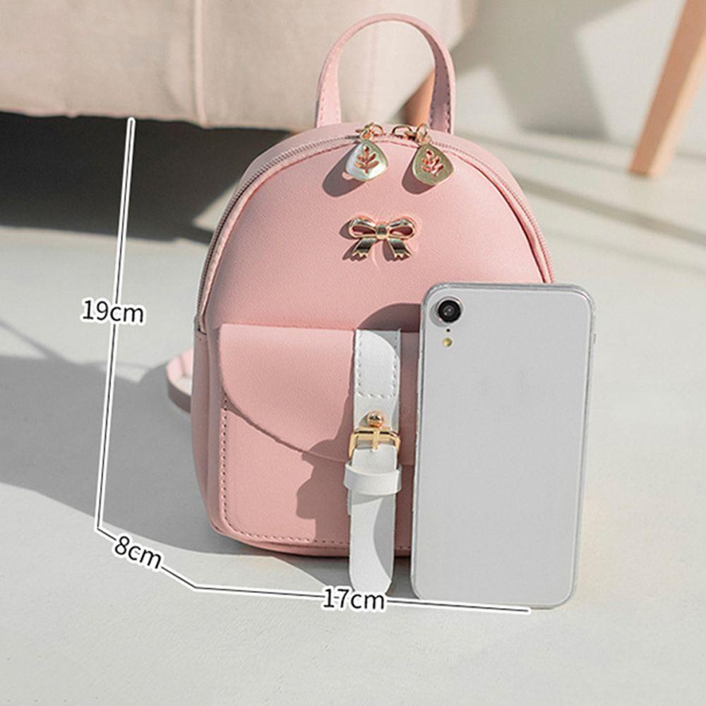 JKDESIGN Ba lô mini da PU đeo vai thắt nơ duyên dáng nhiều màu thích hợp cho nữ