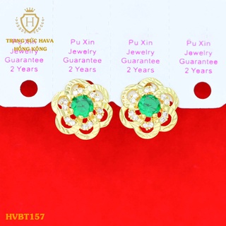 Bông Tai Nữ Titan, Khuyên Tai Đính Đá Xi Mạ Vàng 24k Cao Cấp - Trang Sức Hava Hong Kong - HVBT157