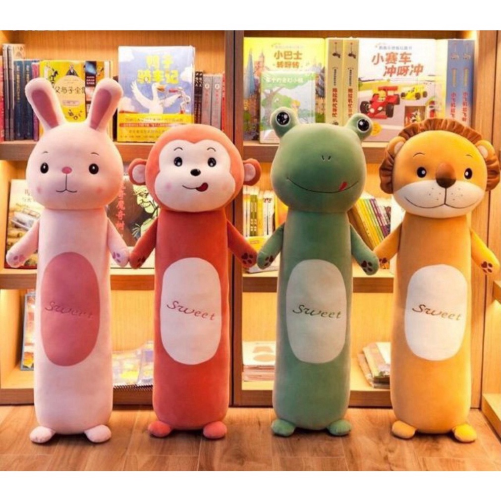 Gấu Nhồi Bông Gối Ôm Hình Thú Dài 50/70/90/110 Cm Vải Co Dãn 4 Chiều Mềm Mịn Cao Cấp Babi Mama G14