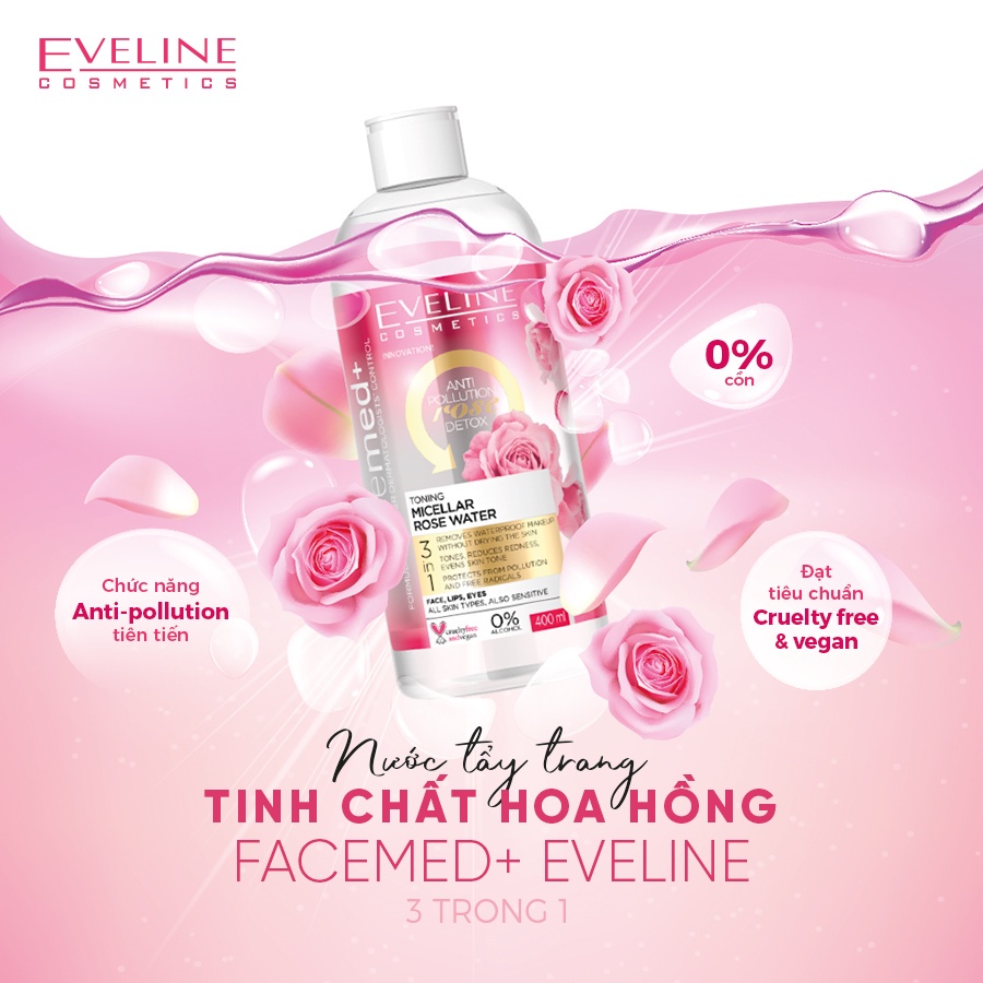 Nước Tẩy Trang Sạch Sâu 3 Tác Động Vượt Trội Eveline Facemed+ Micellar Water 400ml
